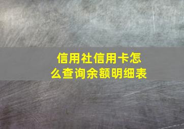 信用社信用卡怎么查询余额明细表