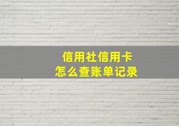 信用社信用卡怎么查账单记录