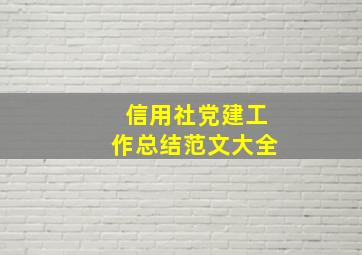 信用社党建工作总结范文大全