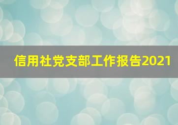 信用社党支部工作报告2021