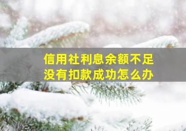 信用社利息余额不足没有扣款成功怎么办