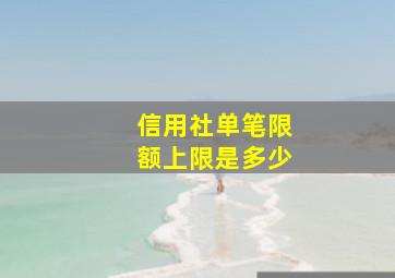 信用社单笔限额上限是多少