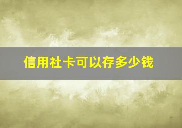 信用社卡可以存多少钱