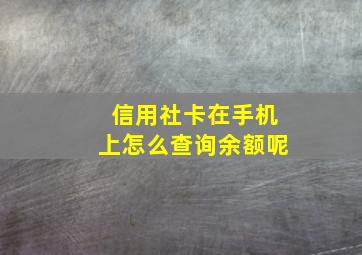 信用社卡在手机上怎么查询余额呢