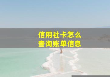 信用社卡怎么查询账单信息