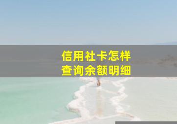 信用社卡怎样查询余额明细