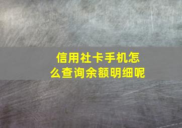 信用社卡手机怎么查询余额明细呢