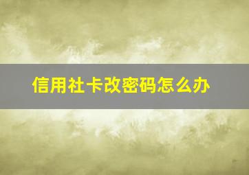 信用社卡改密码怎么办