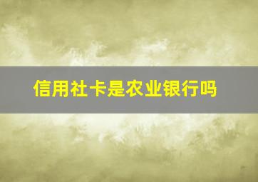 信用社卡是农业银行吗