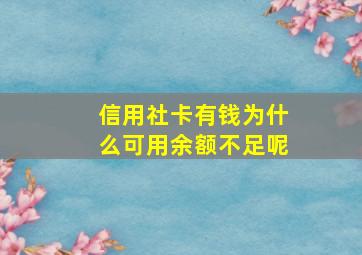 信用社卡有钱为什么可用余额不足呢