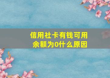 信用社卡有钱可用余额为0什么原因