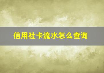 信用社卡流水怎么查询