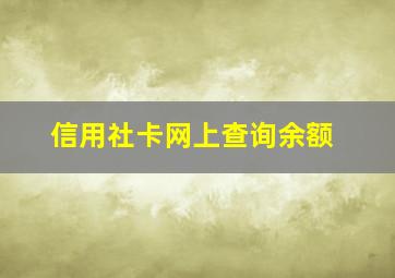 信用社卡网上查询余额