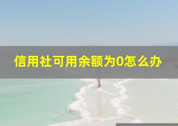 信用社可用余额为0怎么办