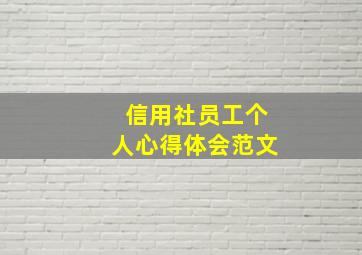 信用社员工个人心得体会范文