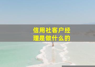 信用社客户经理是做什么的