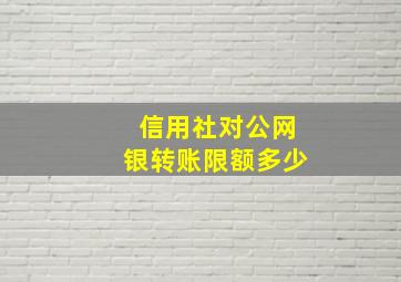 信用社对公网银转账限额多少