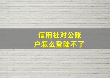 信用社对公账户怎么登陆不了