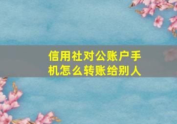 信用社对公账户手机怎么转账给别人