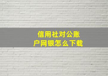 信用社对公账户网银怎么下载