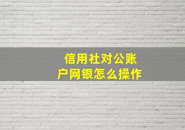 信用社对公账户网银怎么操作