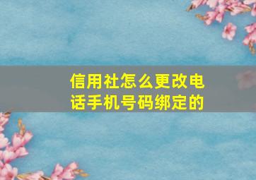 信用社怎么更改电话手机号码绑定的