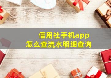 信用社手机app怎么查流水明细查询