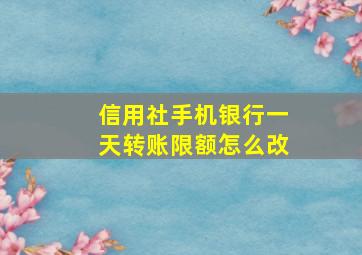 信用社手机银行一天转账限额怎么改