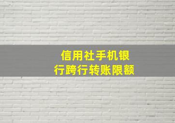 信用社手机银行跨行转账限额