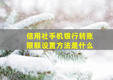 信用社手机银行转账限额设置方法是什么