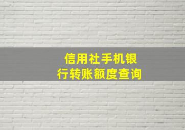 信用社手机银行转账额度查询