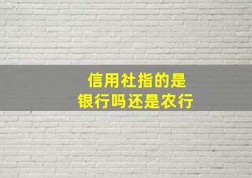 信用社指的是银行吗还是农行