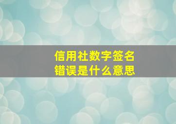 信用社数字签名错误是什么意思