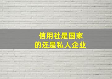 信用社是国家的还是私人企业