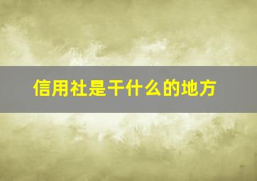 信用社是干什么的地方