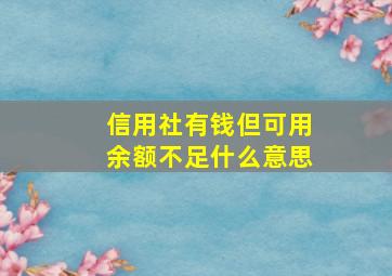 信用社有钱但可用余额不足什么意思