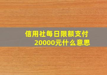 信用社每日限额支付20000元什么意思