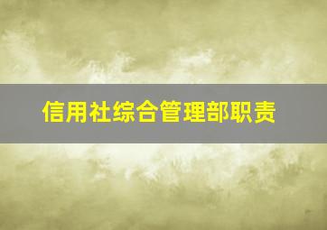 信用社综合管理部职责