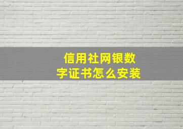 信用社网银数字证书怎么安装