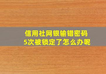 信用社网银输错密码5次被锁定了怎么办呢