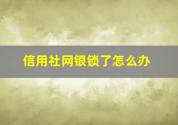 信用社网银锁了怎么办