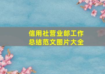 信用社营业部工作总结范文图片大全