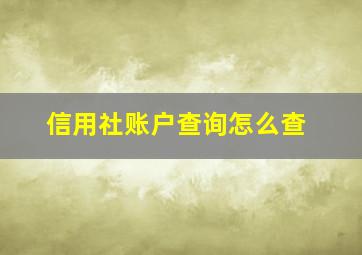 信用社账户查询怎么查