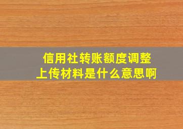 信用社转账额度调整上传材料是什么意思啊