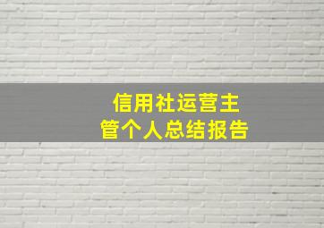 信用社运营主管个人总结报告