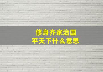 修身齐家治国平天下什么意思