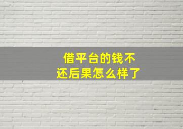 借平台的钱不还后果怎么样了