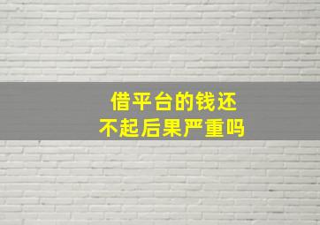 借平台的钱还不起后果严重吗