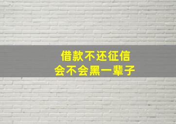 借款不还征信会不会黑一辈子