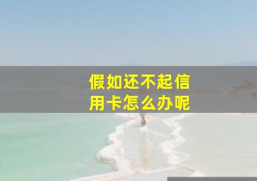 假如还不起信用卡怎么办呢